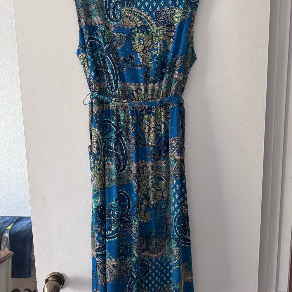 Croft & Barrow Blue and Green Paisley Midi